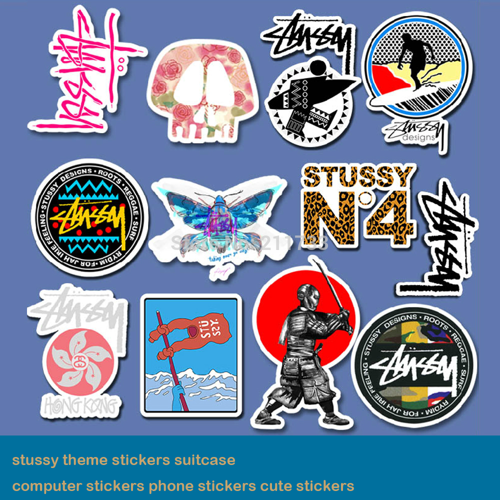  1lot / 12PCS    STUSSY  ƼĿ  ƼĿ STUSSY ȫ N4/Free shipping 1lot /12PCS hot sale exclusively stussy suitcase stickers motorcycle st